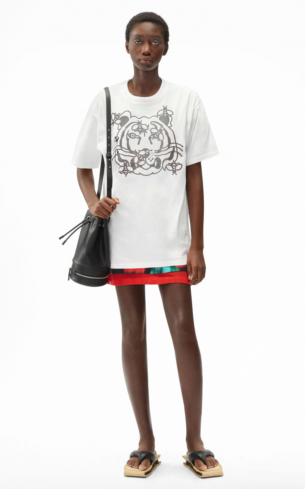 T Shirt Kenzo Femme Bee a Tiger oversize Blanche NGHMV-9136